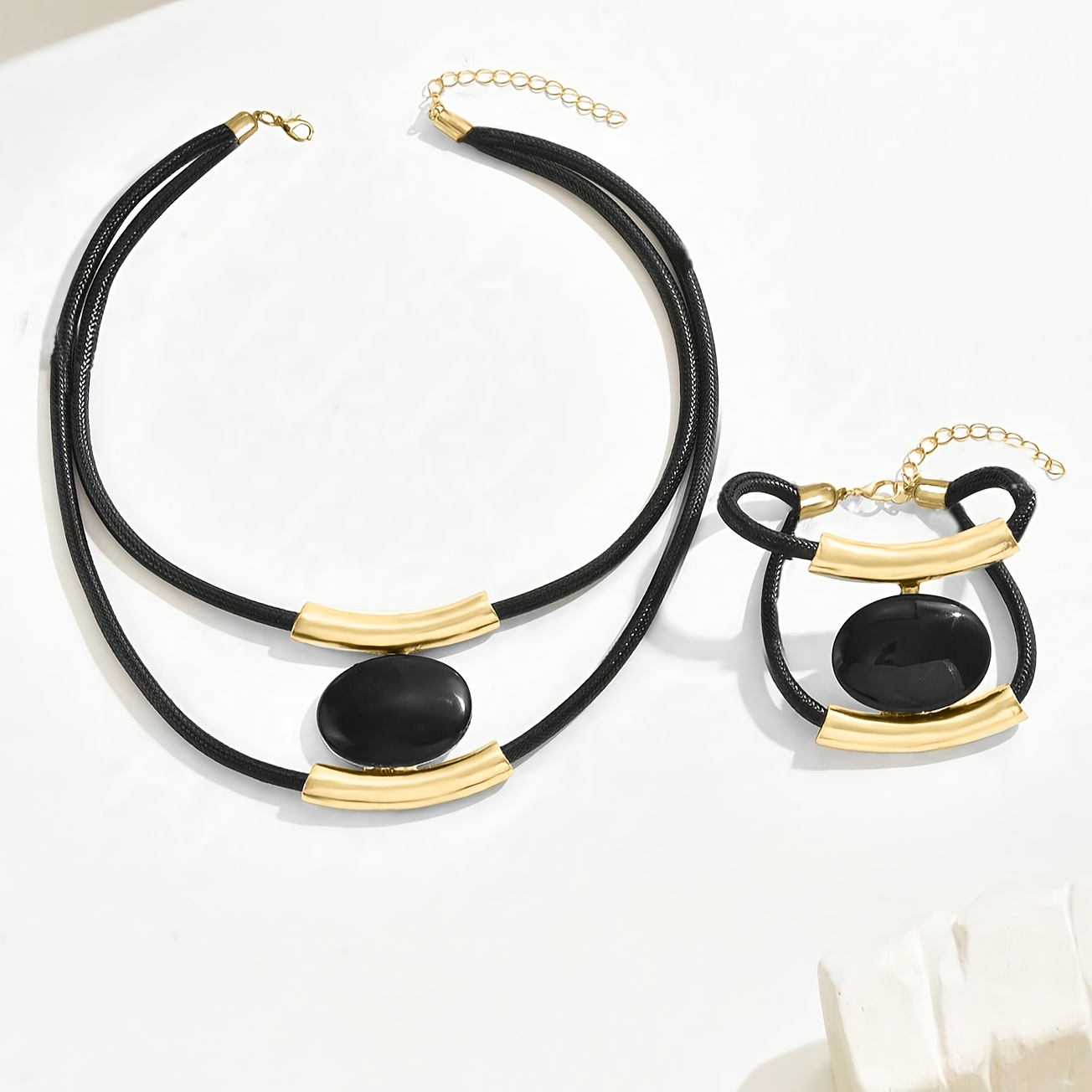 Boho Style Acrylic Pendant Bracelet and Necklace Set